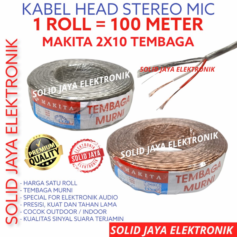 KABEL STEREO MAKITA GOLD KABEL HEAD ISI 3  HEAT MICROPHONE KECIL KABEL AUDIO TEMBAGA ASLI MURNI MAKITA ORI ORIGINAL - 1 ROLL