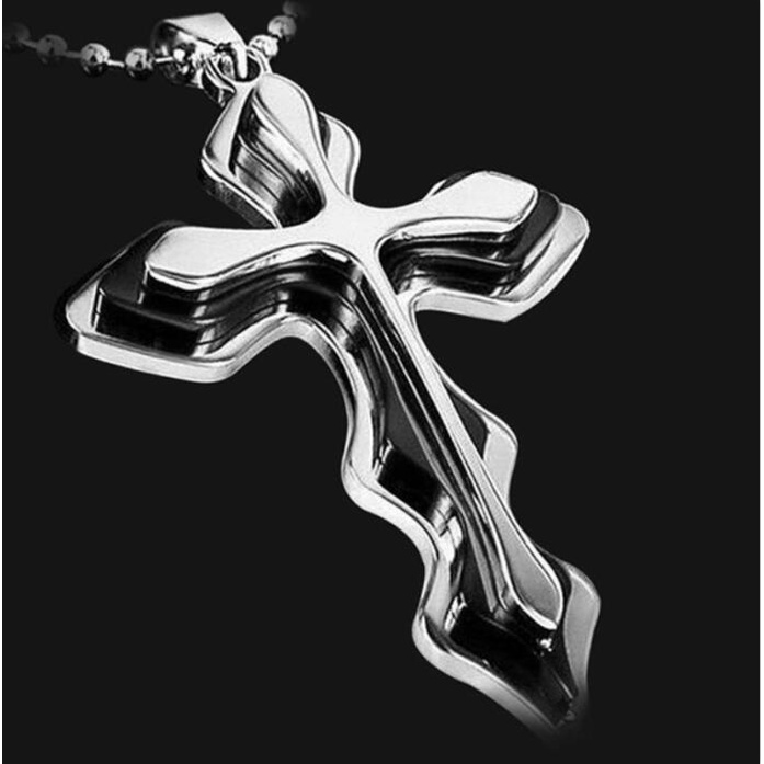 Men's Stainless Steel Multilayer Cross Pendant Necklace