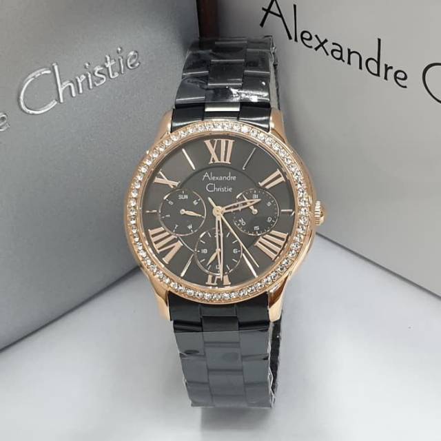 JAM TANGAN CEWEK / WANITA ALEXANDRE CHRISTIE AC 2642 BLACK ROSEGOLD