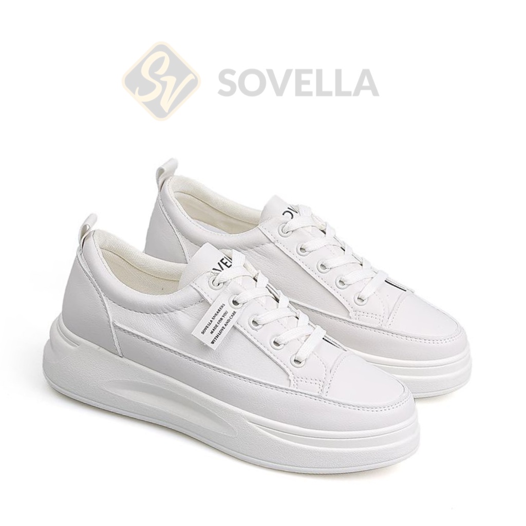 SOVELLA Maulvi Sepatu Sneakers Simpel Polos Putih Hitam Wanita Import-3