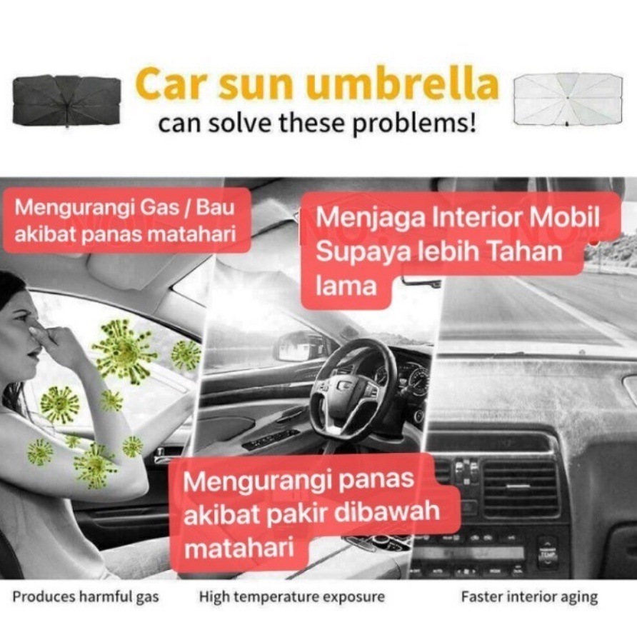 Payung Pelindung Anti Panas Mobil Kaca Depan / Umbrella Sunshade