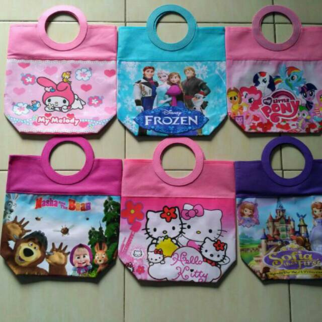 

Goodie bag ultah pegangan bulat karakter