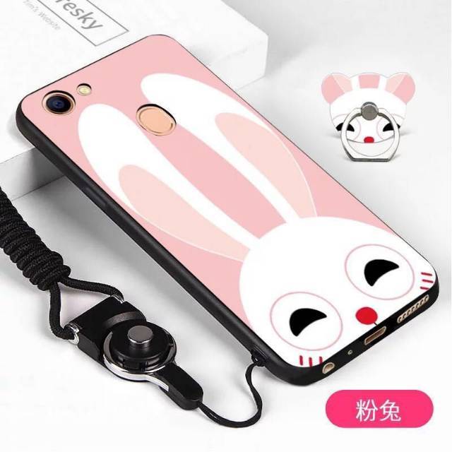 CASE OPPO F7 / F7 PRO / V7 PINK RABBIT RING TALI