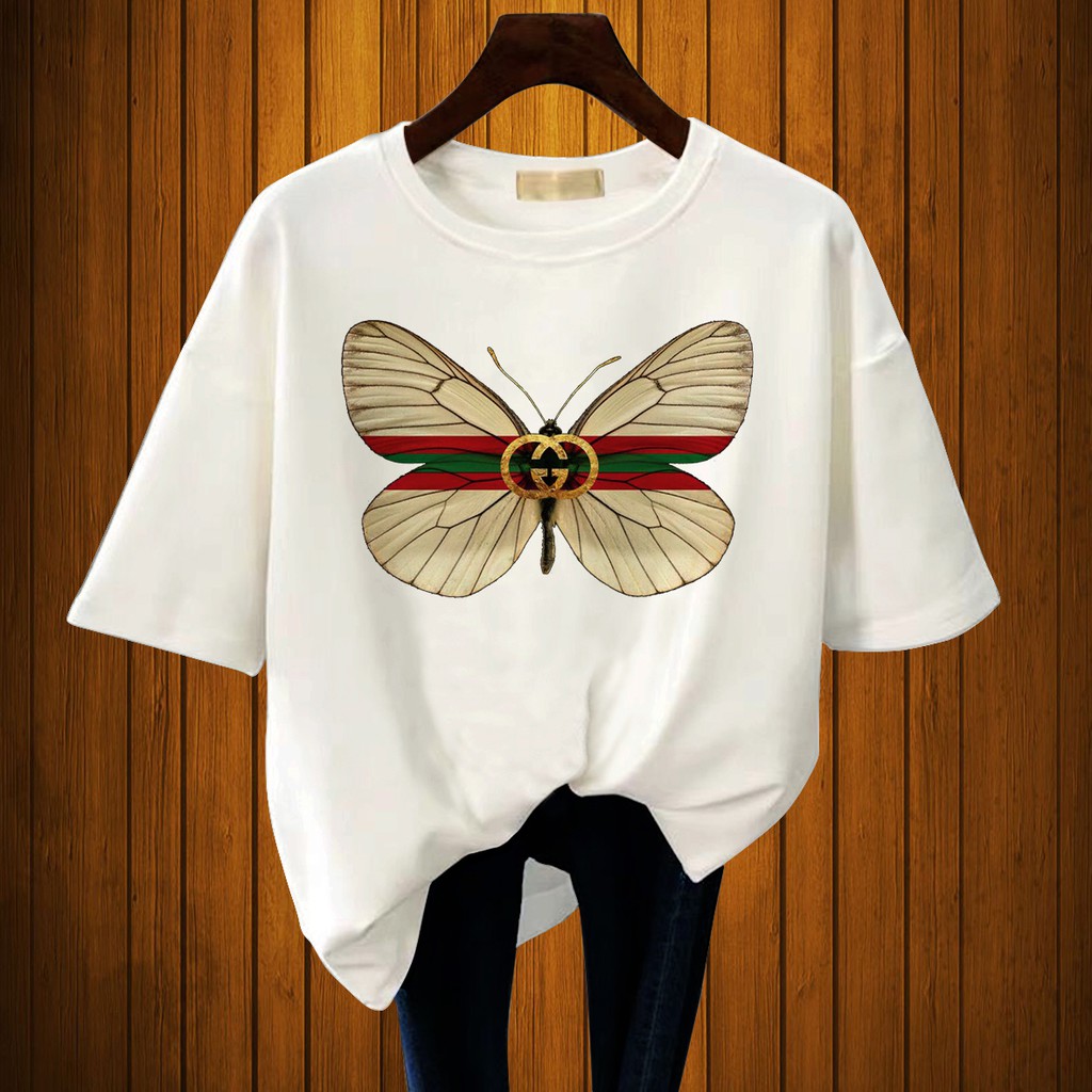 CALVIERO SHOP - BAJU KAOS WANITA PRINT GCC BUTTERFLY COLOR CASUAL BIG SIZE