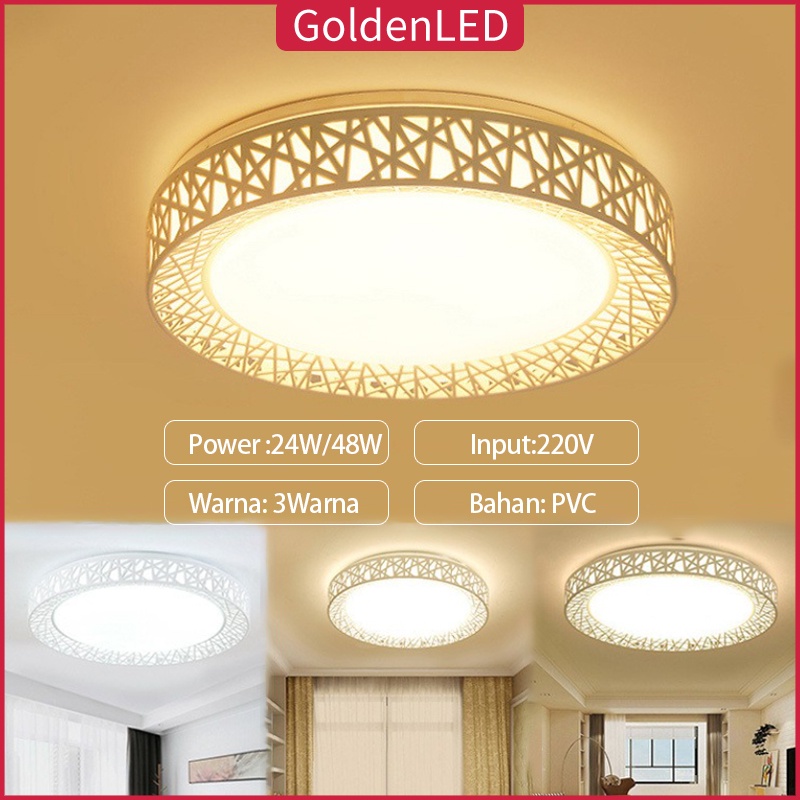 Golden LED Lampu Plafon Ceilling Lampu Bentuk Sarang Burung Bulat Untuk Ruang Tamu/Kamar Tidur/Dapur
