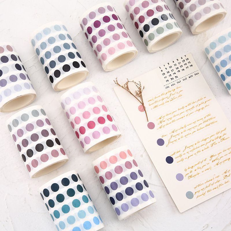 

YOKUCHI || Share 100pcs dot washi tape sticker bullet journal calendar ombre stiker bulat