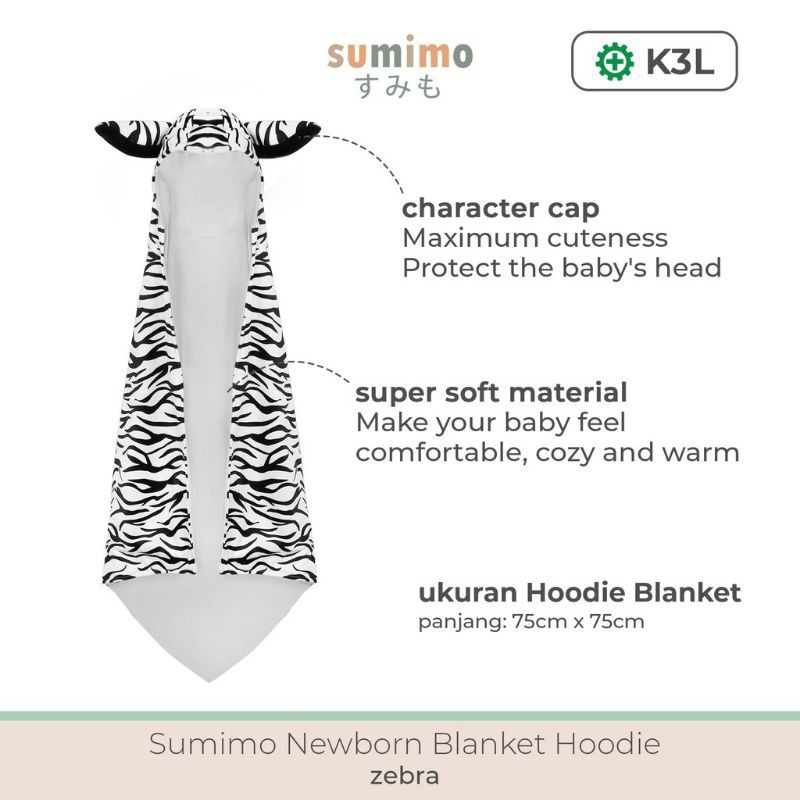 Sumimo Baby Blanket Hoodie / Selimut Topi Karakter Super Soft