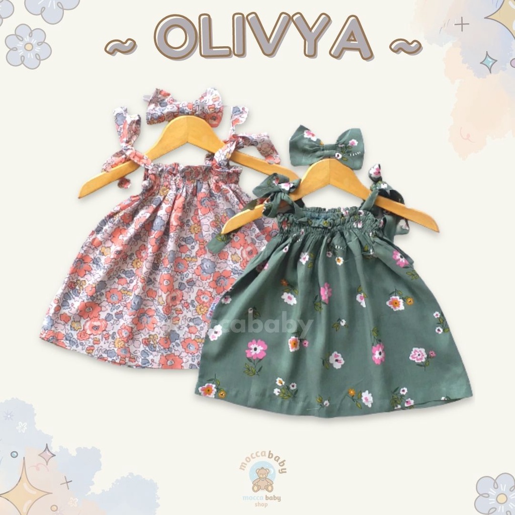 MBSS - BBB DRESS OLIVYA dress anak perempuan bayi motif bunga lucu free headband