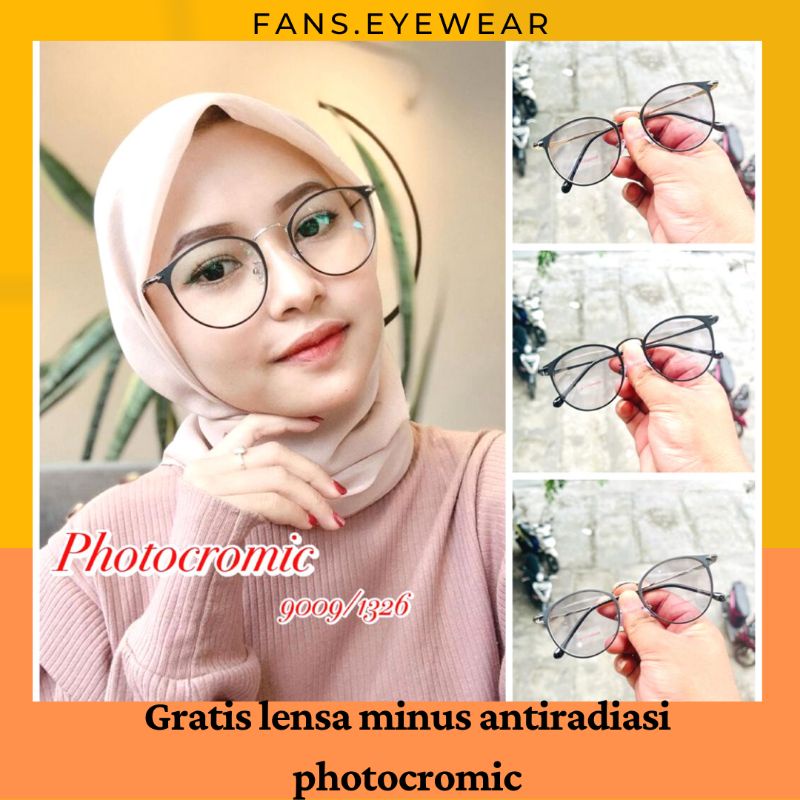 Kacamata Minus Normal Anti Radiasi photocromic Wanita | Kacamata Korea Wanita Bulat