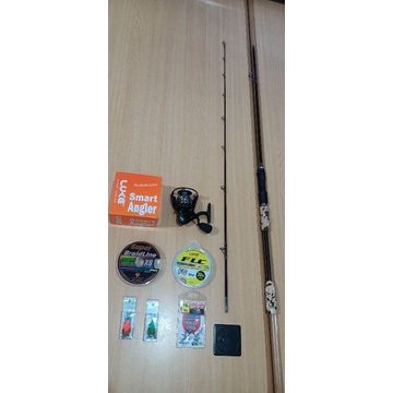 Joran pancing satu set full set casting spinning ikan gabus 180 cm kenzi spincas