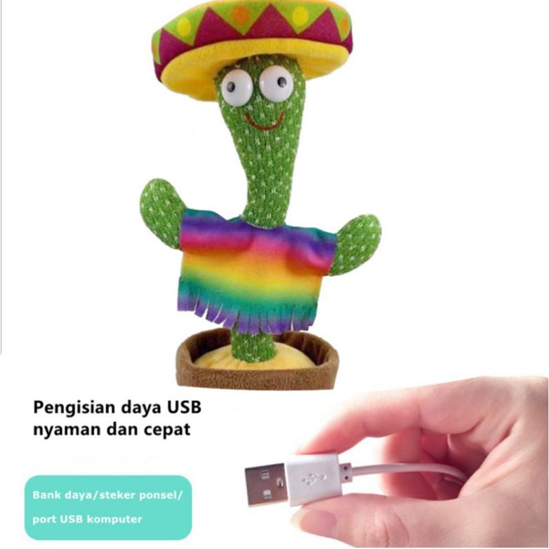 Boneka Kaktus/Boneka Goyang charger/Bisa Ngomong dan Music Dance