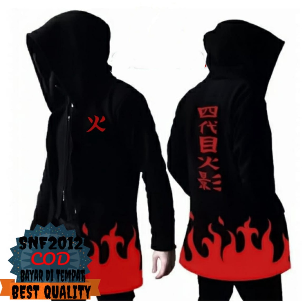 Jubah anime naruto hokage black red