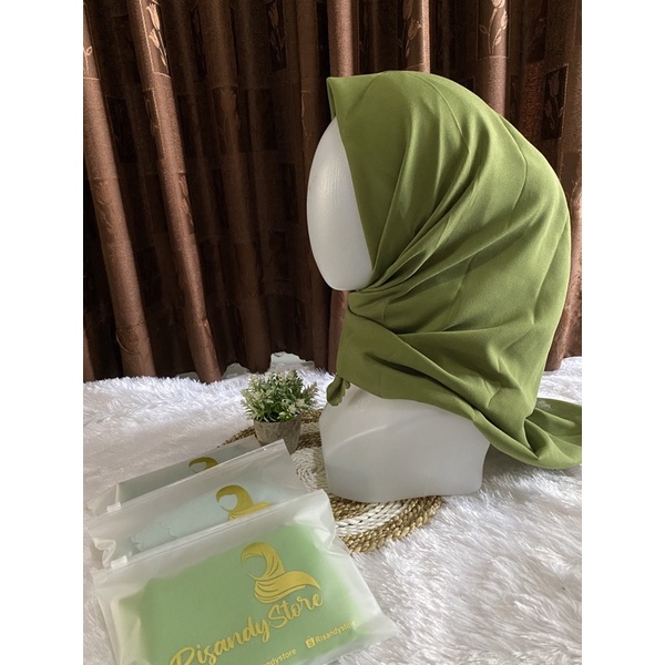 Hijab Segiempat Voal Hijau Series Free Pouch by Risandystore