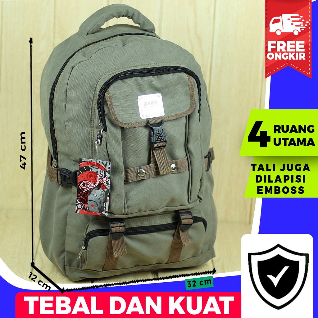 Tas Ransel Deka Coklat Backpack Outdoor Olahraga Travelling Cowok Pria