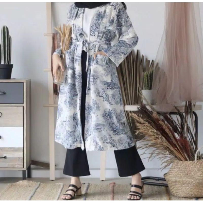 CARDIGAN CORAK ABSTRAK / CARDIGAN PANJANG / LONG CARDIGAN / BAJU PEREMPUAN / CARDIGAN WANITA