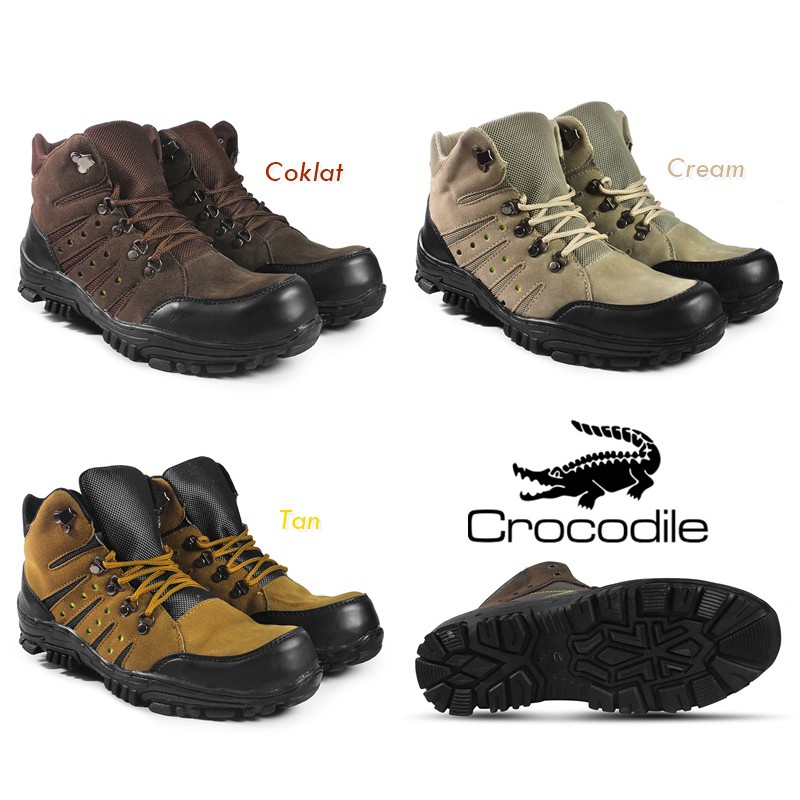 Sepatu Boots pria Crocodile Macan PDL Safety Boots Ujungbesi Murah