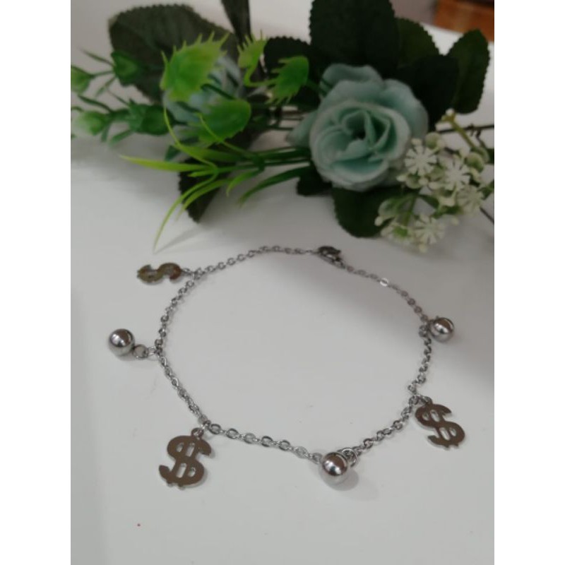 GELANG TANGAN WANITA TITANIUM ASLI ANTI KARAT LAPIS EMAS 22 K WARNA SILVER MOTIF PILIHAN