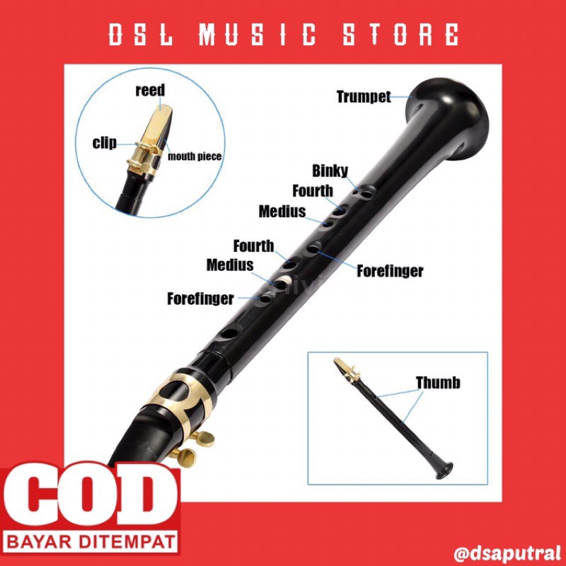 {Bisa COD} Saxophone mini warna hitam dengan tas penyimpanan/mini saxophone woodwind instrument