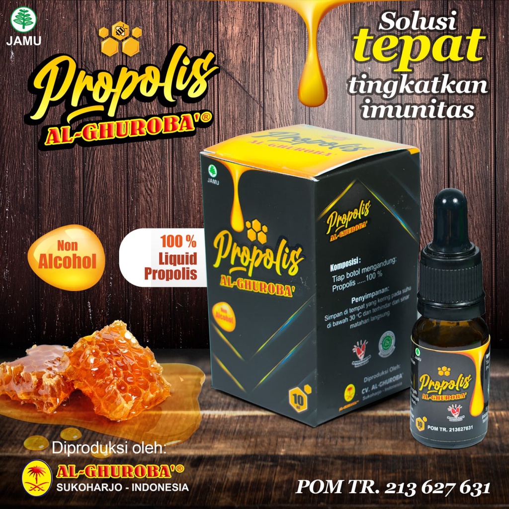 [ AL-GHUROBA' ] PROPOLIS AG AL GHUROBA 100% PROPOLIS 10 ML NON ALKOHOL HALAL POM PRODUK MUSLIM