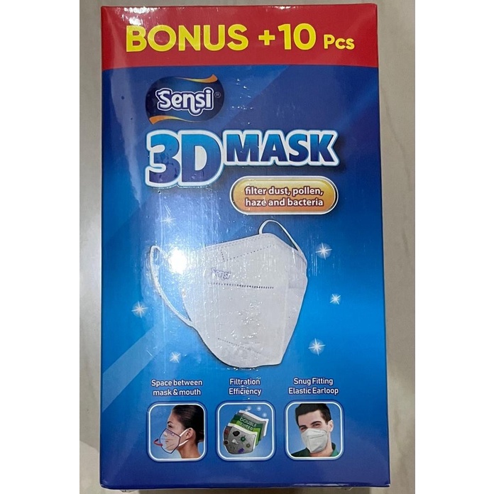 Sensi 3D Mask Masker Sensi 3D KN95 Original 1 Box isi 20pcs (10Pcs + Bonus 10Pcs)