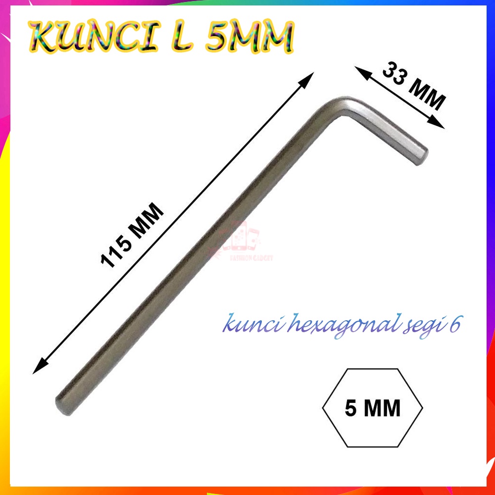 Kunci L 5mm / Kunci Hexagonal Segi 6 Kunci L 5mm Harga Satuan MURAH