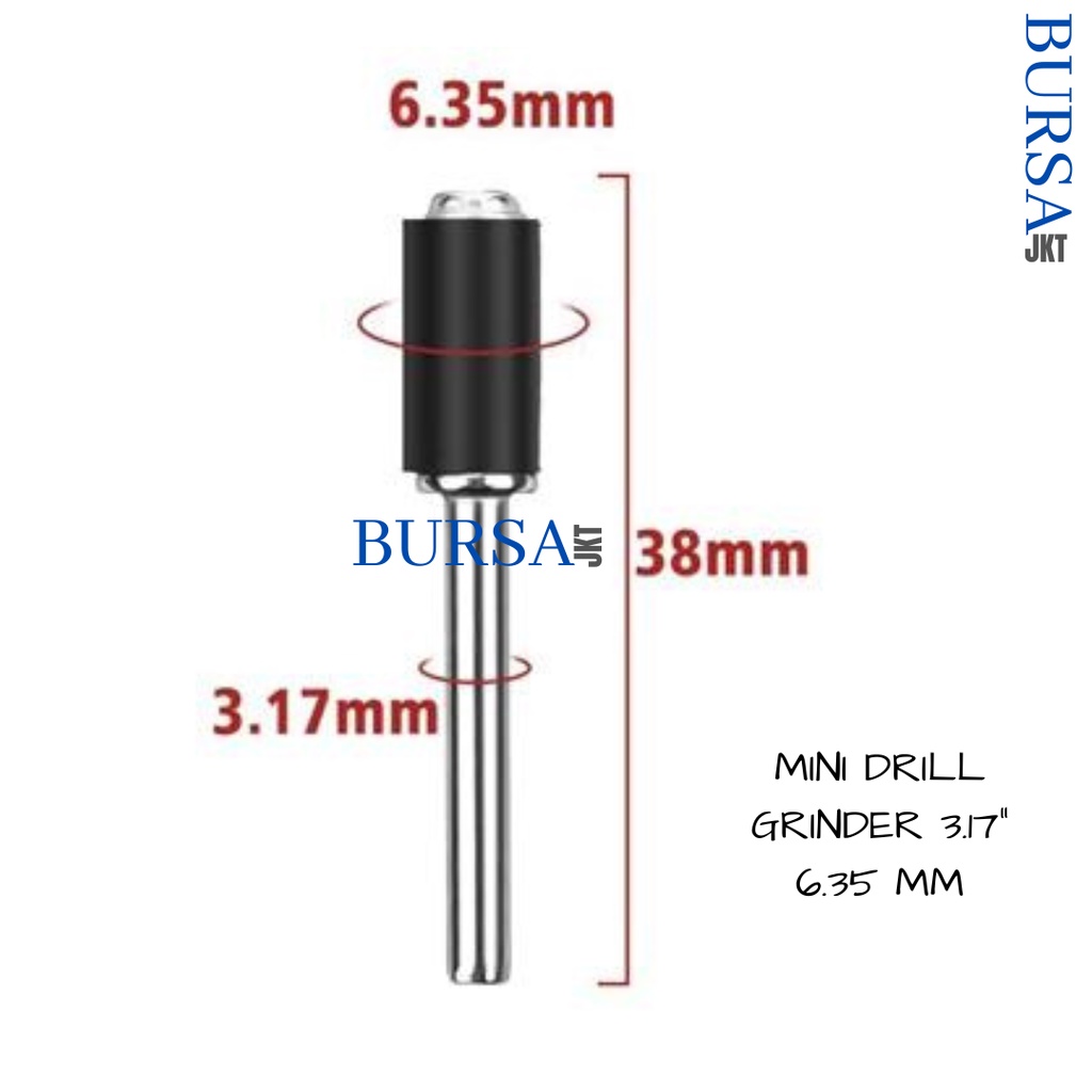 BATANG AS MANDREL 3.17 MM SHAFT GERINDA AMPLAS DRUM SANDING BULAT 6.35 MM