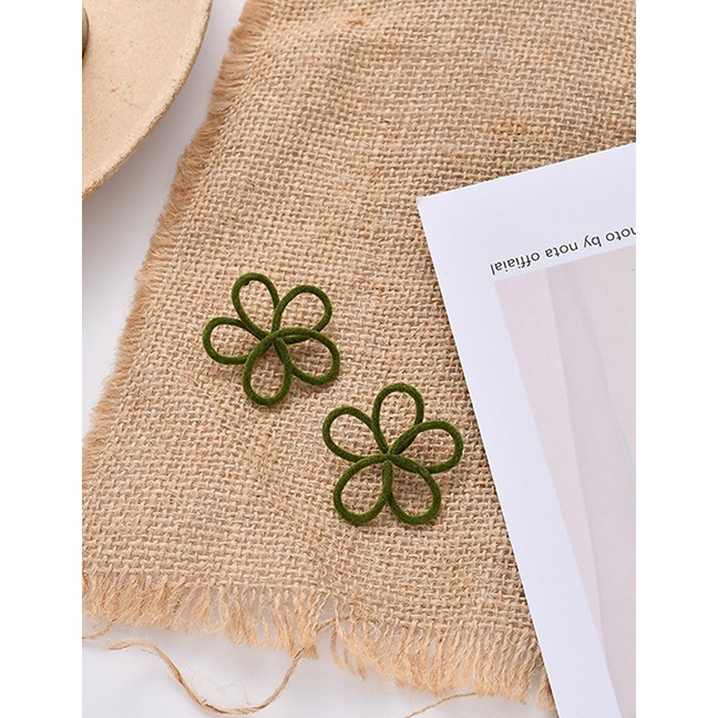 LRC Anting Tusuk Fashion Flocking Hollow Flower Earrings D67351