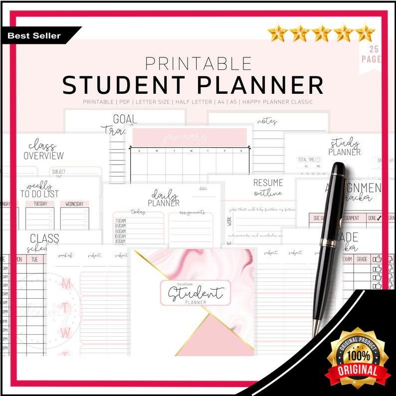 Jual Student Planner Printable, Academic Planner Printable, College ...