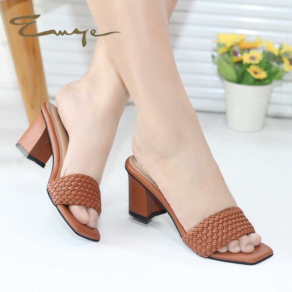 EMYE - Sandal High heels wanita 5cm anyam sandal heels 5cm high hils wanita murah hils wanita anyam