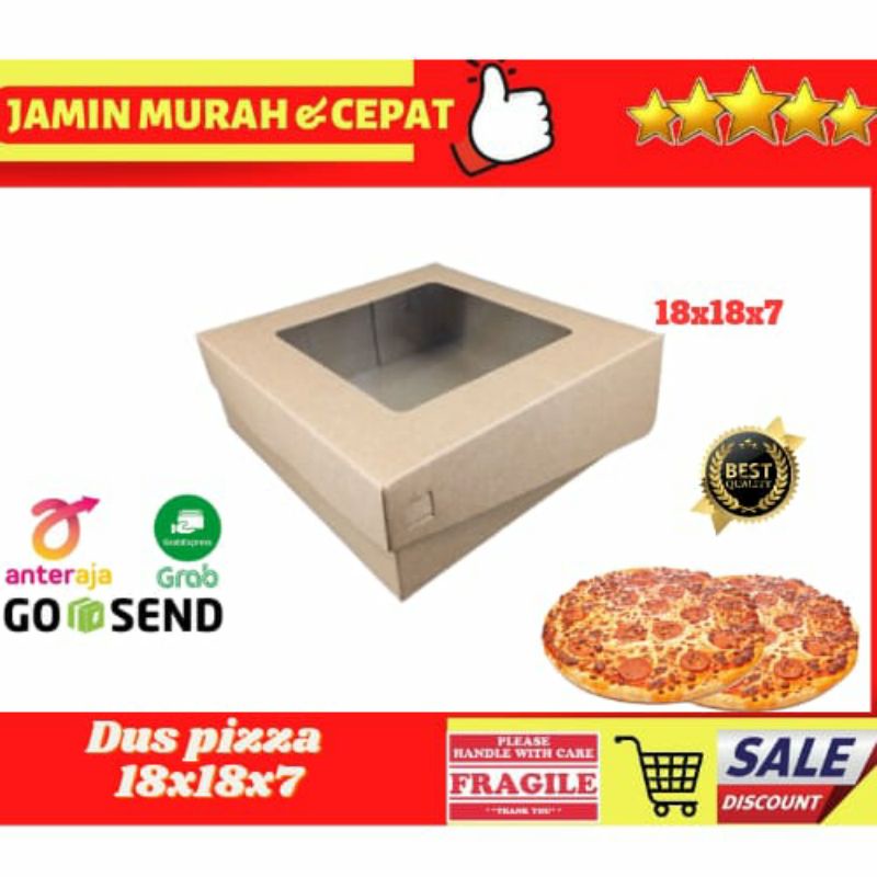 DUS PIZZA/DUS 18X18X7/DUS KUE/DUS KRAFT LAMINASI/DUS COKLAT/BOX KUE