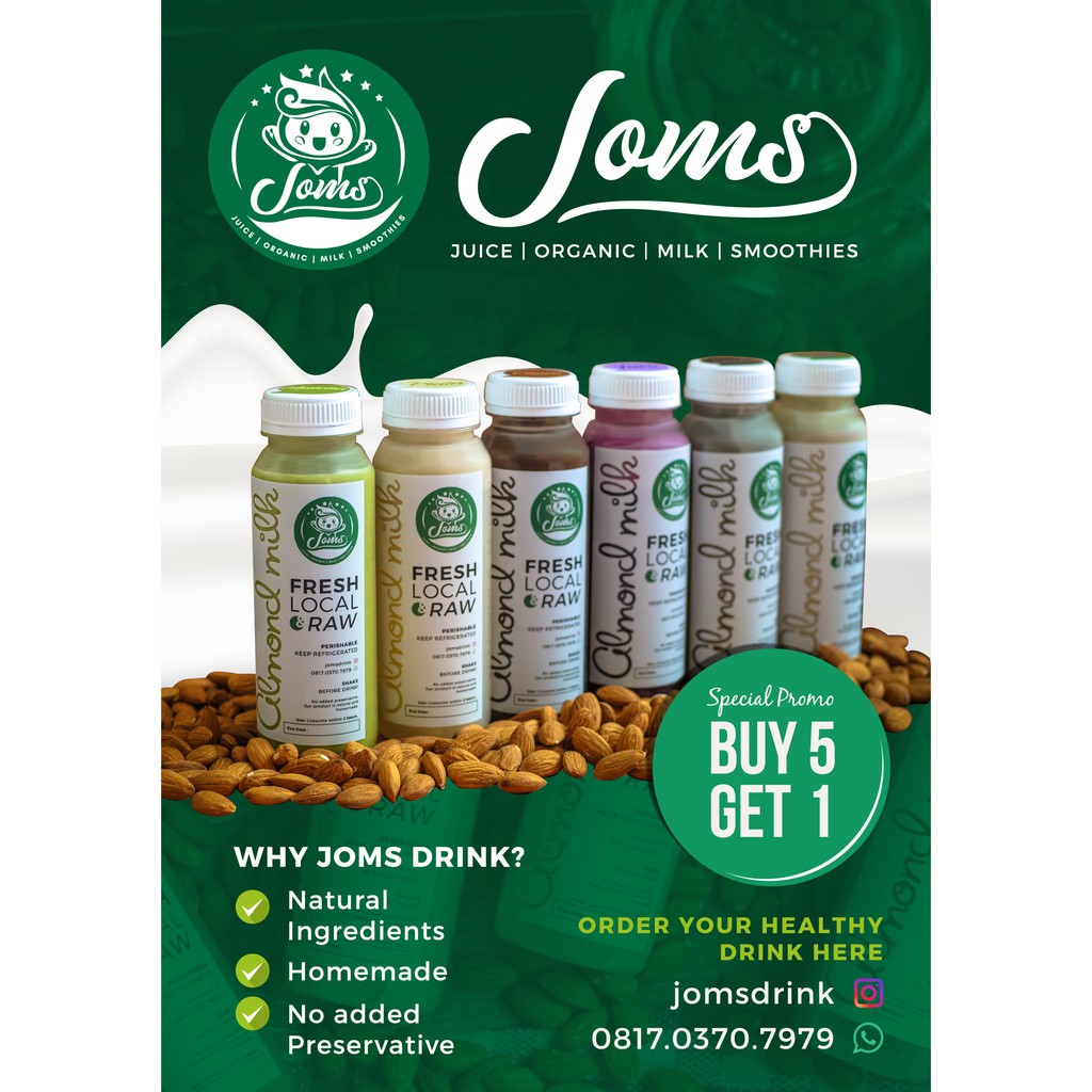 

PROMO BUY 5 FREE 1 / PREMIUM ORGANIC RAW ALMOND MILK / SUSU ALMOND