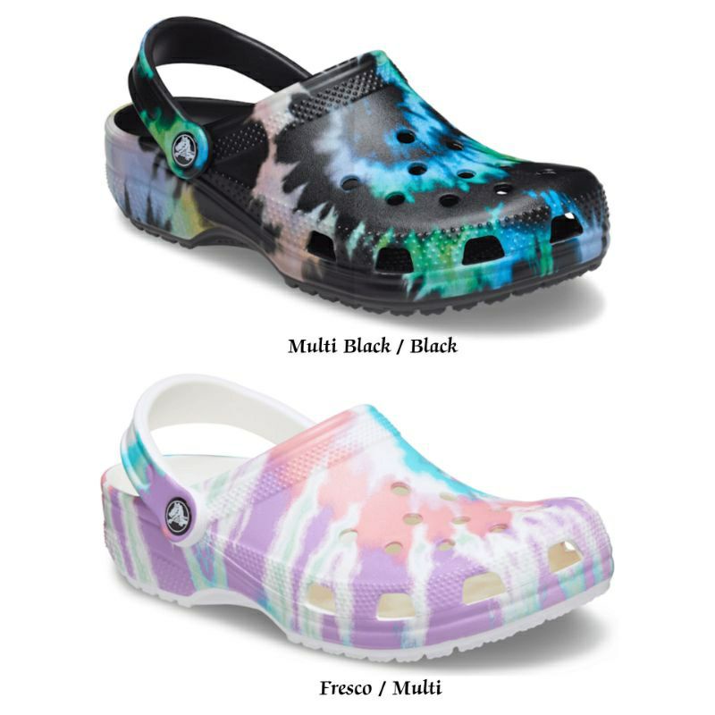 CROCS UNISEX CLASSIC TIE-DYE GRAPHIC CLOG SANDALS / CLASSIC CLOG MOTIF