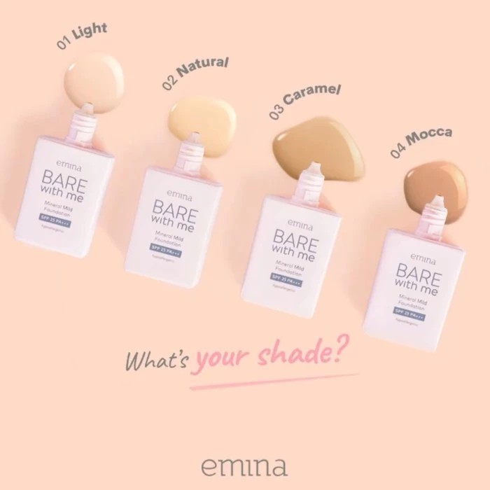 ❤ jselectiv ❤ EMINA BARE WITH ME Mineral Mild Foundation - 30ml | Alas Bedak Cair EMINA