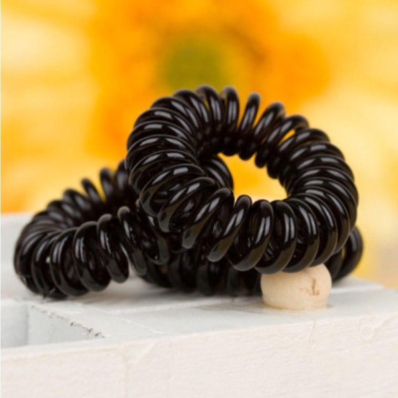 10pcs/lot 3cm Women Black Elastic Spiral Shape Hair Rope Telephone Wire Hair Ties Ponytail Holder  