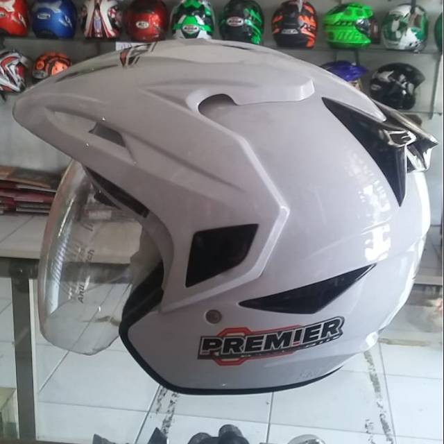 HELM ASCA PREMIER HALF FACE #WHITEMETALIC, 2 VISOR MANUAL