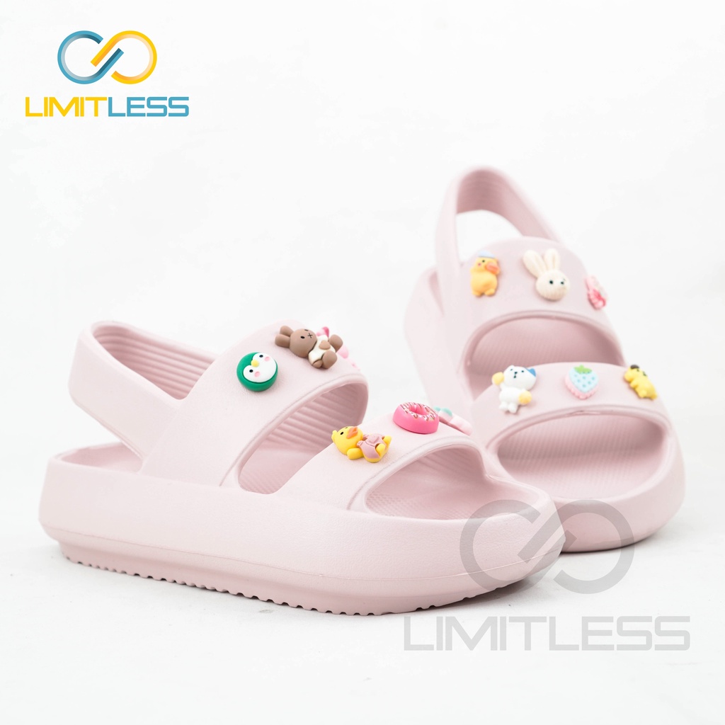 Sandal Gunung Korea Stiker 3D Lalisa Limitless Sepatu Sendal Karet Wanita Korean Style Sendal Cewek Outdoor