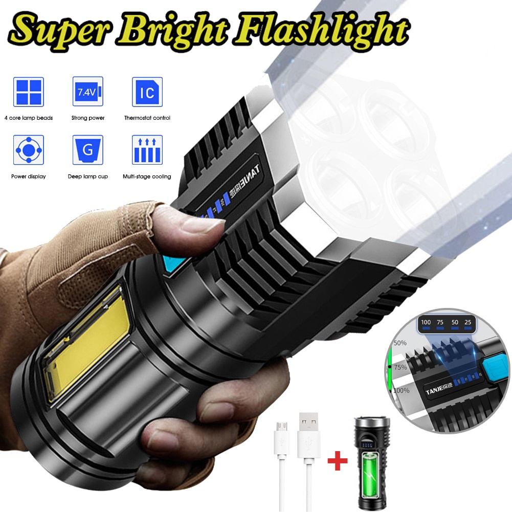 Lampu Senter Led Cob Portable Multifungsi Dengan Port Charger Usb