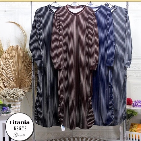 Long Tunik Motif Salur Belah Samping