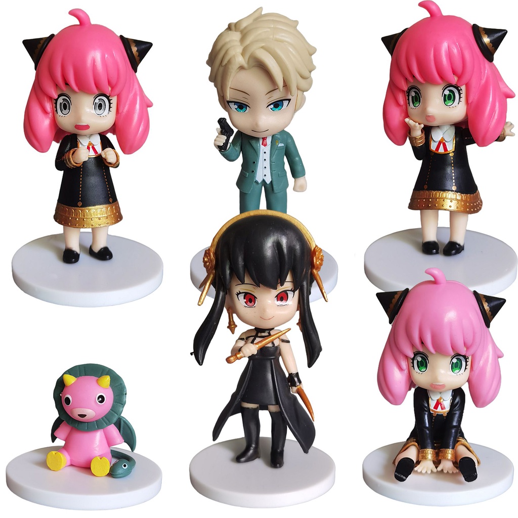 Hot 6Pcs/Set Spy X Family Figure Anya Forger Loid Yor Forger Model Mainan Anak Dewasa Kipas Hadiah Ulang Tahun Xmas