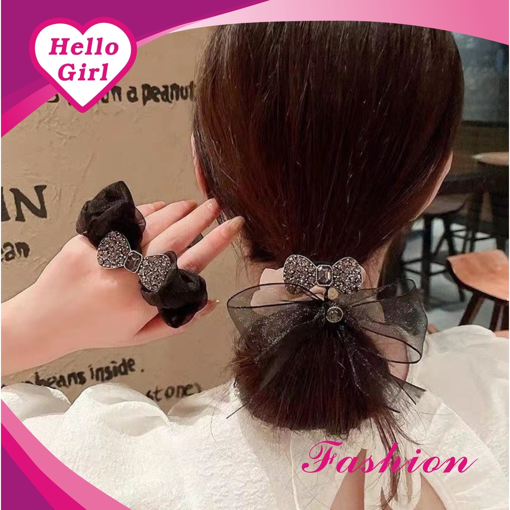 (Hello Girl)F126 Ikat Rambut Wanita Motif Kupu Permata Gaya Korea Import