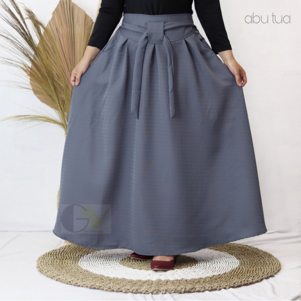 rok payung panjang balotelli premium model payung / rok payung / rok panjang / maxj skirt-abu tua
