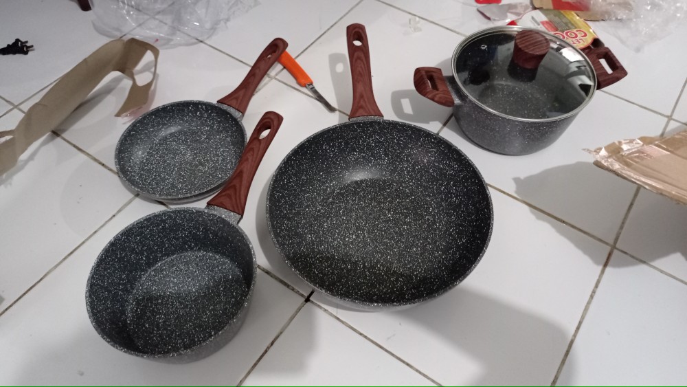 Cypruz Fp-0644 Fry Wok 3mm Induksi Marble Granit 28cm Asli Belgium Premium Wajan