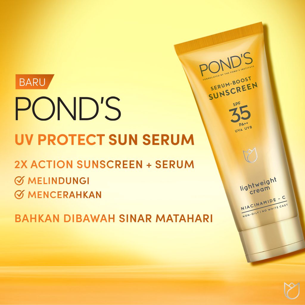 Pond's UV Protect Sun Serum SPF35 PA+++ UVA UVB Lightweight Sunscreen with Niacinamid-C 30g