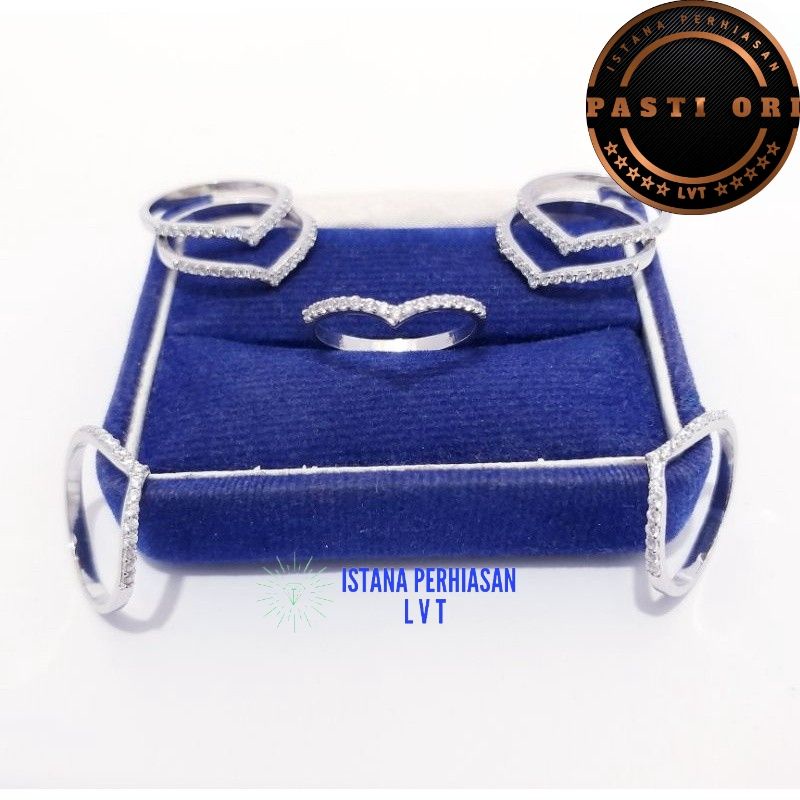 CINCIN AUREL PERAK 925 ASLI LAPIS EMAS PUTIH - PERHIASAN CINCIN AUREL SILVER 925 - CINCIN WANITA - P