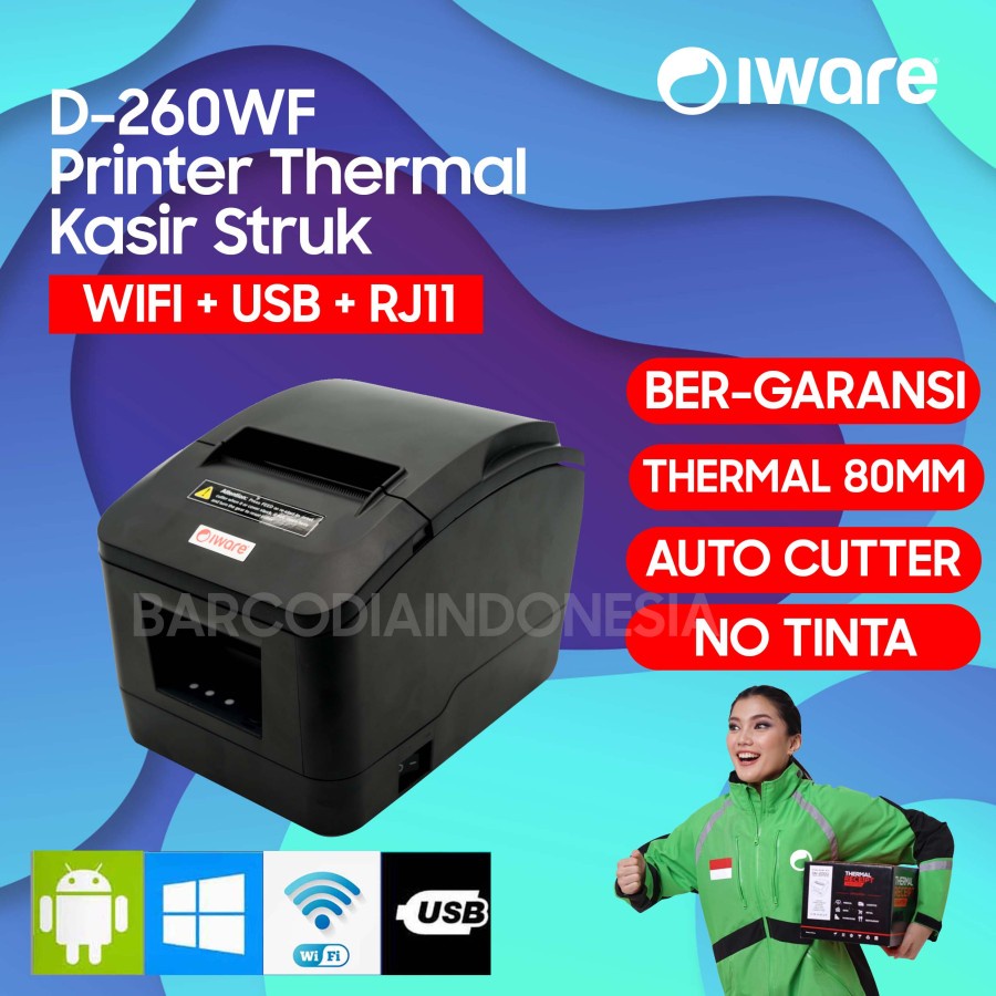 PRINTER THERMAL IWARE 80MM IW-D260WF D260WF USB- WIFI PRINTER THERMAL 80MM AUTO CUTTER PRINTER WIFI