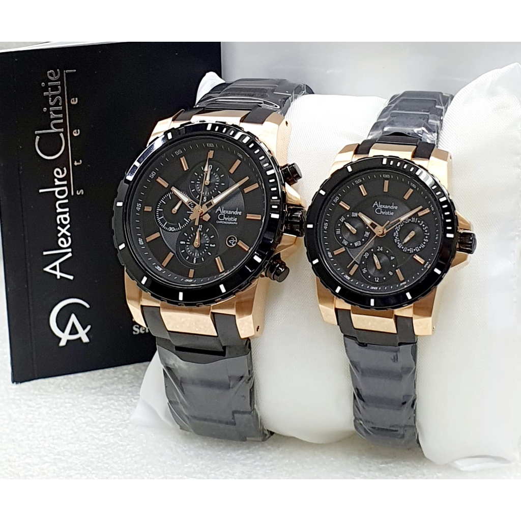 Jam Tangan Pria Dan Wanita Couple Alexandre Christie 6141 Sepasang Original