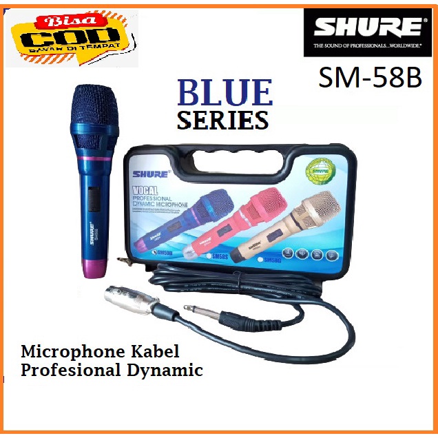 Mic SHURE SM-58B Microphone Kabel Profesional Dynamic Blue Series