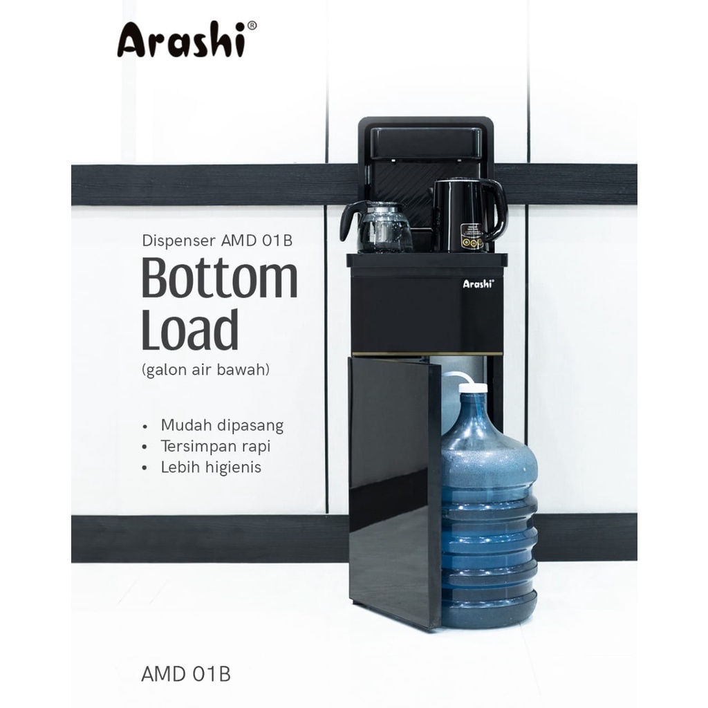 Arashi Dispenser Multifungsi Galon Bawah Hot &amp; COOL AMD 02BC