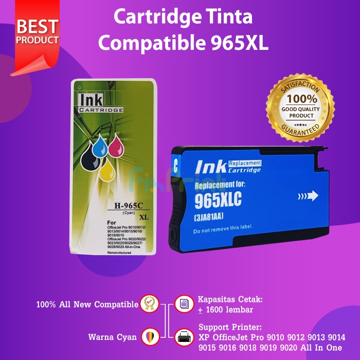 Cartridge Tinta Compatible 965XL 965 Black Cyan Magenta Yellow