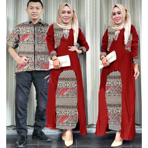 Set Couple Ganesha Maroon - set baju couple murah - baju couple - baju pasangan